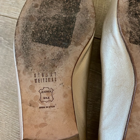 STUART WEITZMAN Shoes Women’s 6.5 Gold
Silver, The Mask Metallic Leather Flats - Picture 4 of 5